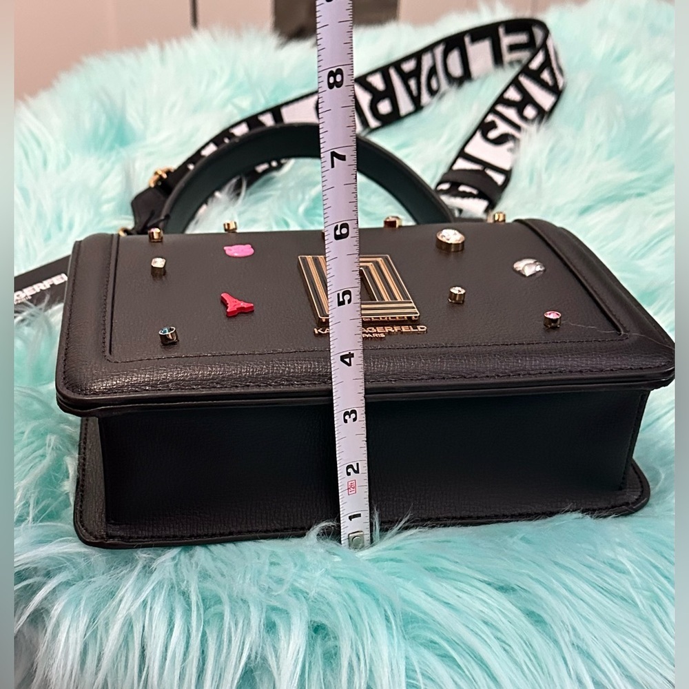 Karl Lagerfeld Paris Black Embellished Women's Handbag NEW! FIRM 65% OFF! - Picture 12 of 12